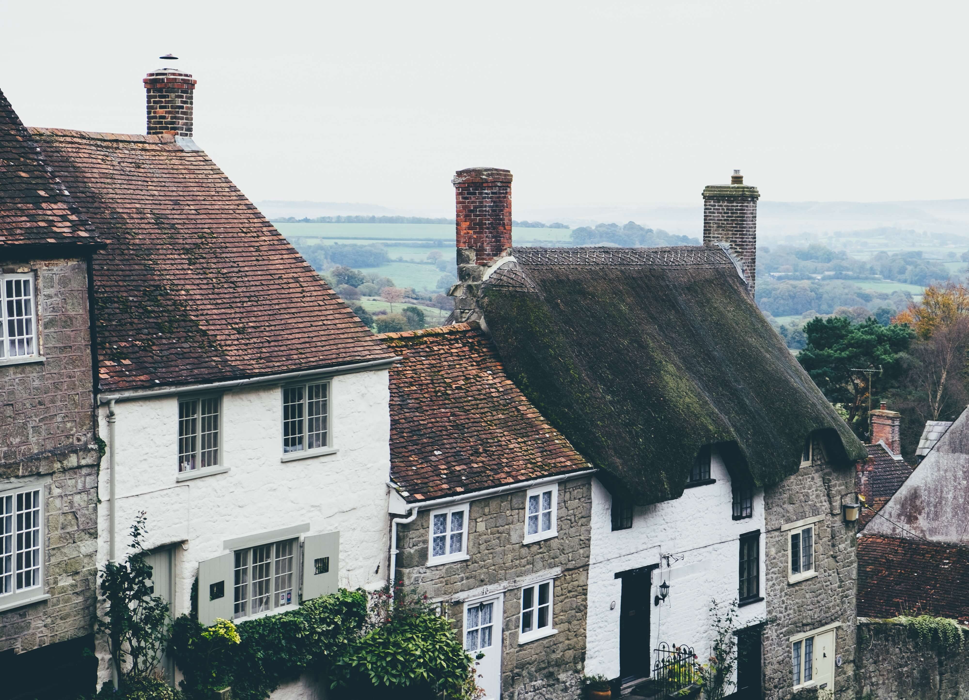 Rural homes on a downhill