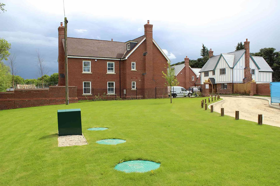 Underground LPG tanks powering a rural metered estate