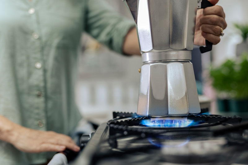 Kettle being heated up on a gas hob